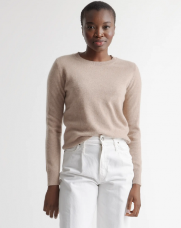 Mongolsk cashmere sweater med rund hals