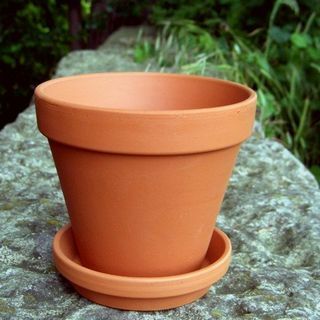 Terracotta-plantekrukker med tallerkener, pakke med 10