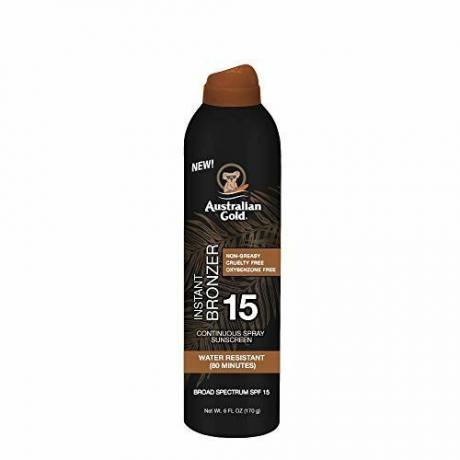 Kontinuerlig spray solcreme med Instant Bronzer, SPF 15