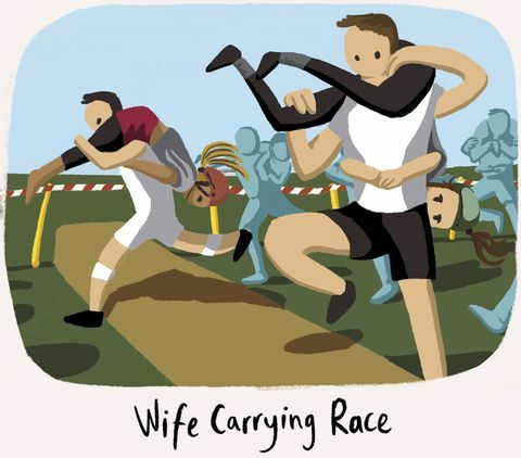 Wife Carrying race - mærkeligste britiske traditioner - Character Cottages