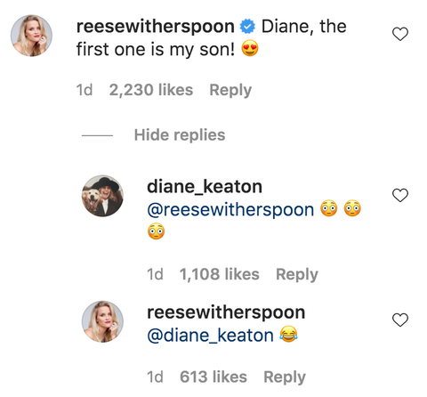 reese witherspoon kaldte diane keaton på instagram, og fans er helt ved at miste det