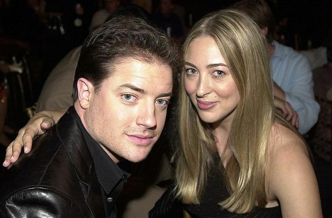 brendan fraser og afton smith under 2001 mtv filmpriser backstage i los angeles, californien, usa foto af jeff kravitzfilmmagic, inc.