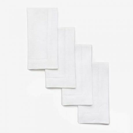 Hvide hemstitch linned servietter