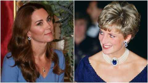 et delt billede af kate middleton og prinsesse diana