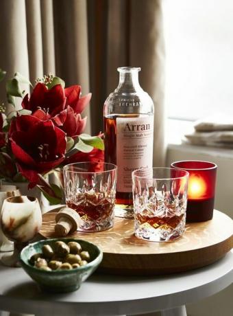 sæsonbestemt vinter fest dekoration whisky gin tumbler et strejf af glas