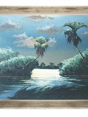Et palmetræ og havsmaleri af et hår af motorvejene