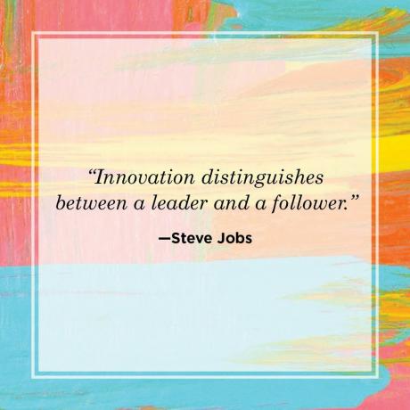 lederskabscitat af steve jobs, der siger, at innovation skelner mellem en leder og følger, akvarel baggrund