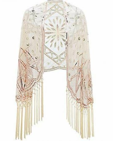 Vintage sjal med dekorationer med pailletter
