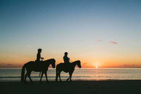 Solnedgangsridning på Turtle Island i Fiji