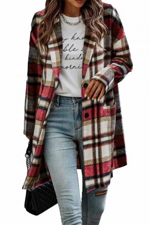 Lang Plaid Shacket 