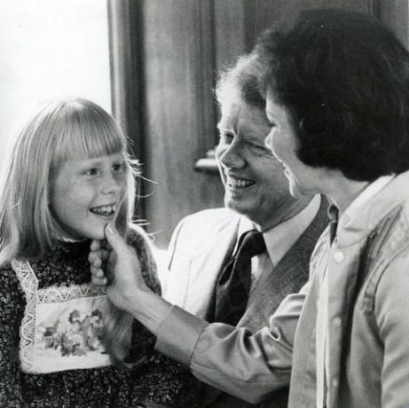 Amy, Rosalynn og Jimmy Carter i 1976