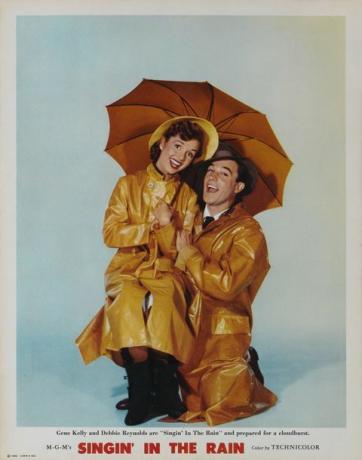 Debbie Reynolds og Gene Kelly i reklamekunst for Singin 'in the Rain.