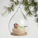 Fuglerede i glas Cloche ornament